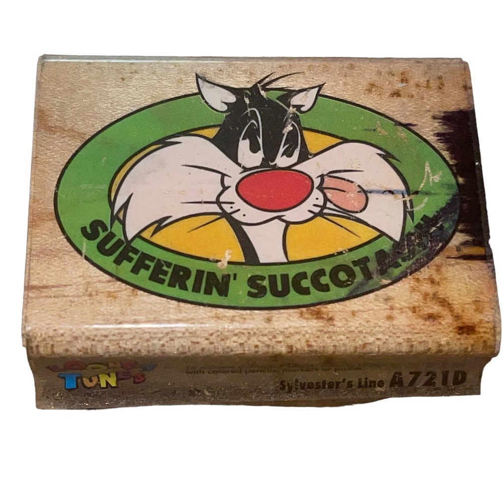 Looney Tunes Sylvester Sufferin’ Succotash! Rubber Stamp A721D Crafts Retro HTF.